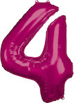 Balloon Foil Jumbo Number 4 66cm Fuchsia