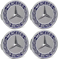 ForHome Τάπες Κέντρου Ζάντας Mercedes Benz με Εσωτερική Διάμετρο 75mm Μπλε 4τμχ