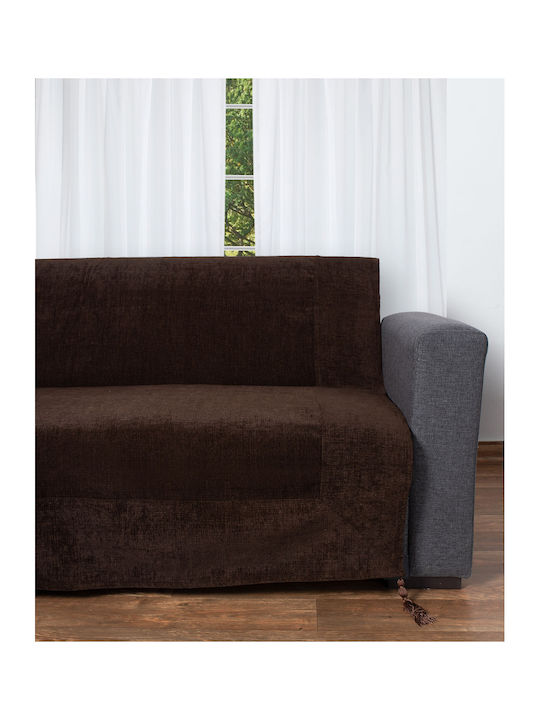 Silk Fashion Silk Fashion Sofa Throw 2 Seater Chenille 180x250cm Brown