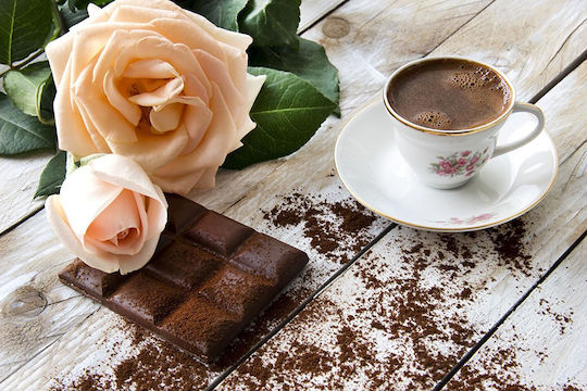 Coffee Roses Rahmen auf Segeltuch 75x50cm