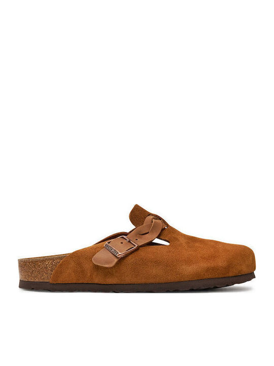 Boston Braided Anatomical Leather Women's Slippers Brown Narrow Fit
