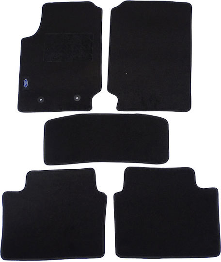 Autopataki Set of Front and Rear Mats 5pcs for Ford Ranger 2011+ Black