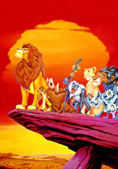 Αυτοκόλλητη Ταπετσαρία Τοίχου Lion King Friends 250x200cm Πλενόμενη