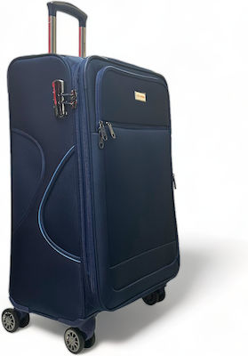 Olia Home Medium Travel Suitcase Blue with 4 Wheels Height 57cm