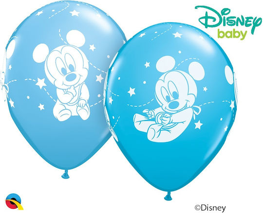 Set of 25 Balloons Latex Mickey Blue