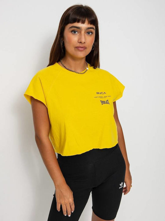 RVCA Women's Crop Top Cotton Short Sleeve Yellow