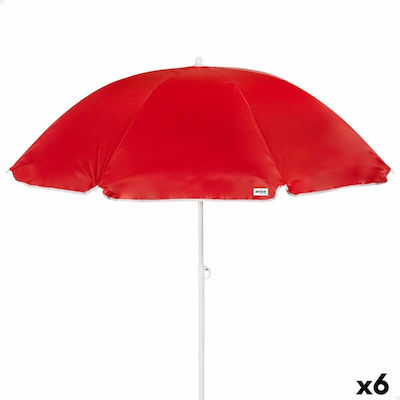 Formă în U Umbrelă de Plajă cu Diametru de 2m cu Protecție UV Roșie