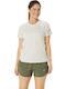 ASICS Damen Sportliches Bluse Kurzärmelig Schnell trocknend Birch / Olive Grey