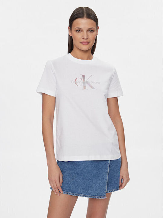 Calvin Klein Monologo Damen T-Shirt Weiß