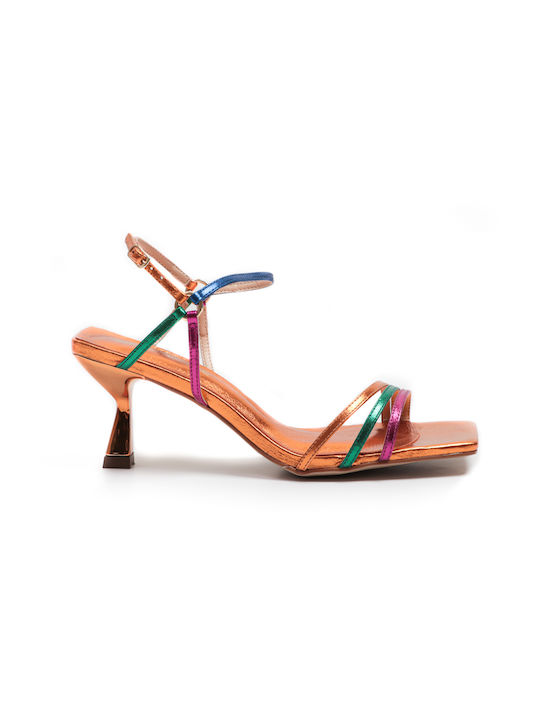 Miss Unique Piele Women's Sandals Multicolor with Medium Heel