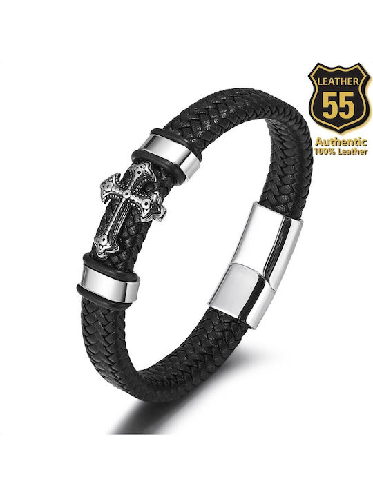 Leather 55 Ανδρικό Βραχιόλι από Δέρμα