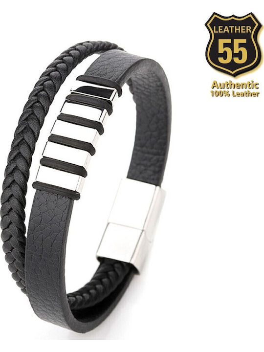 Leather 55 Ανδρικό Βραχιόλι από Δέρμα