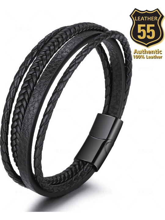 Leather 55 Ανδρικό Βραχιόλι από Δέρμα