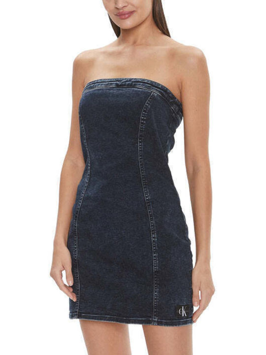 Calvin Klein Summer Mini Evening Dress Strapless Dark Blue