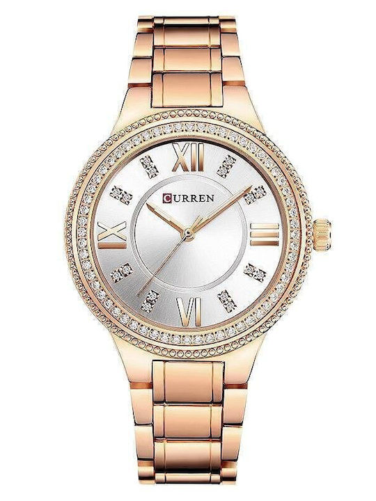 Curren Women's Watch with Pink Gold Metal Bracelet