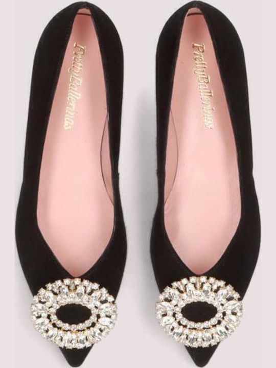 Ella Leather Women's Ballerina Shoes in Black Color