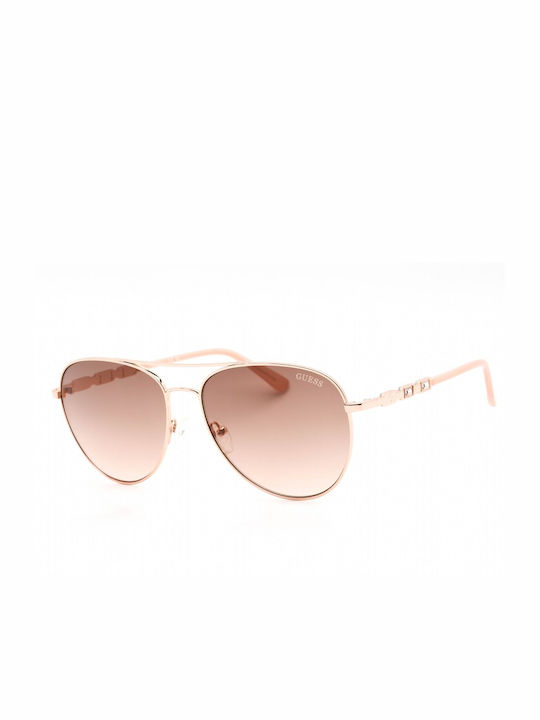 Guess Дамски Слънчеви очила с Розово злато Метален Рамка и Розов Слънчеви очила Леща GF6143 28F