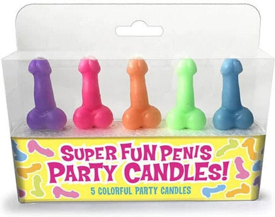 Комплект с 5 многоцветни свещи във форма на пенис Super Fun Penis Секси Подарък 1бр