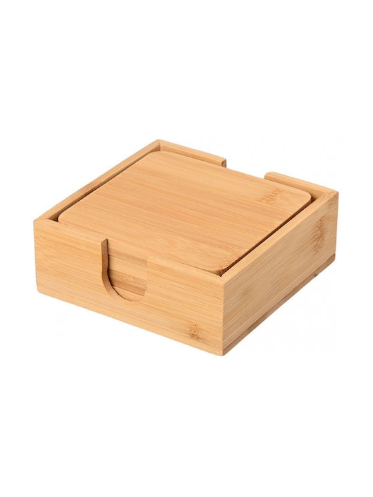 Estia Bamboo Essentials Сервизи За Чаши Дървени Със Стойка Бежови 11x11см 5 Бройки