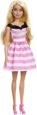 Barbie Doll Blonde with Pink Striped Dress for 3++ Years