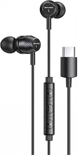 Awei TC-5 In-ear Handsfree Ακουστικά με Βύσμα USB-C Μαύρο