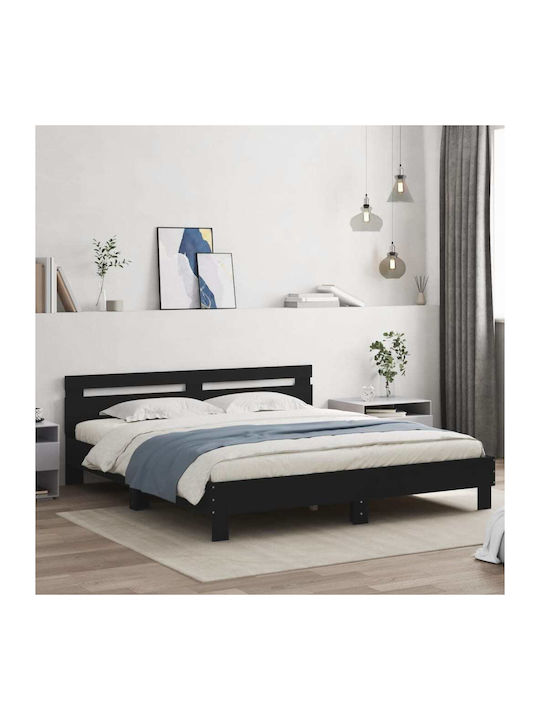 Bed Queen Wooden Black with Slats for Mattress ...