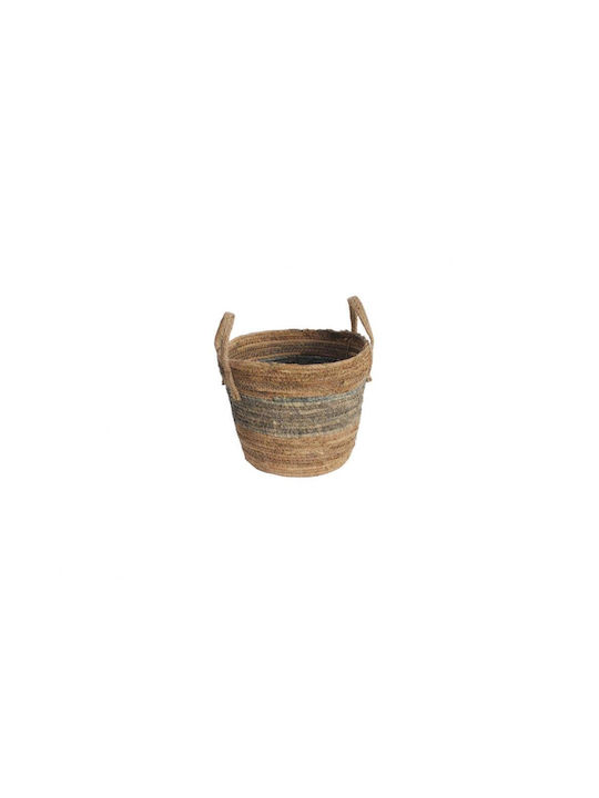 Coș decorativ Wicker cu mânere Natural-Negru 28x28x23buc Plastona