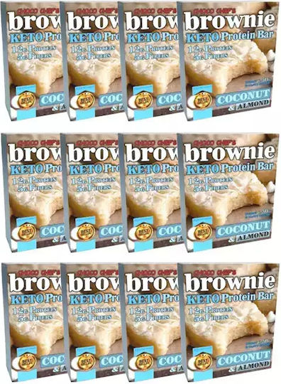Fit & Shape Choco Chef's Brownie Keto Batoane cu 12gr Proteină & Aromă Coconut Almond 12x50gr