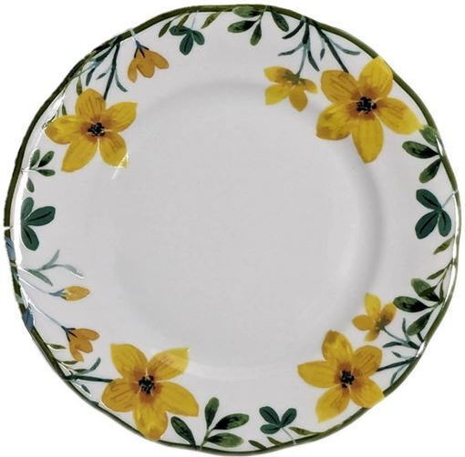 Terra Antica Yellow Flowers Πιάτο Γλυκού από Πορσελάνη Κίτρινο με Διάμετρο 19cm