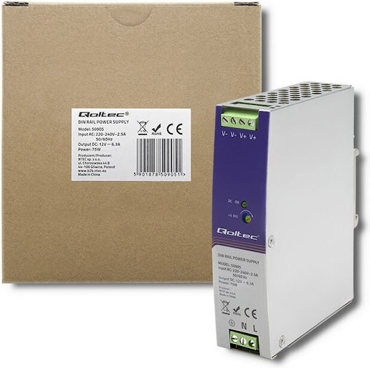 Qoltec Τροφοδοτικό LED Ισχύος 75W με Τάση Εξόδου 12V