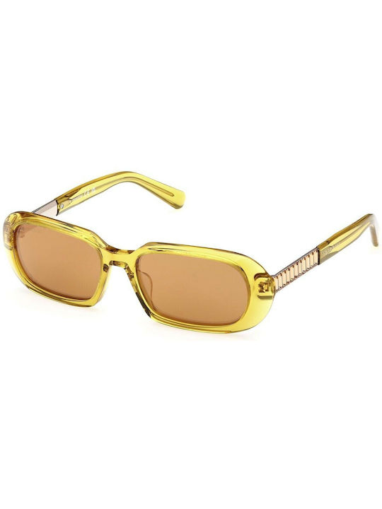 Swarovski Women's Sunglasses with Yellow Plastic Frame and Brown Lens SK0388-39G