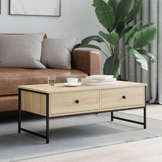 Rectangular Central Wooden Coffee Table with Drawers Sonoma Oak M101xW49xH39.5cm