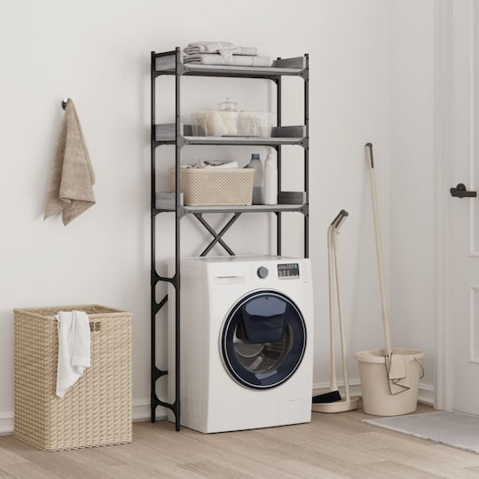 vidaXL Floor Bathroom Shelf Wooden with 3 Shelves 67x25x163cm Gray