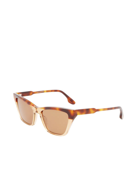 Victoria Beckham Women's Sunglasses with Brown Tartaruga Plastic Frame and Brown Lens VB638S 218