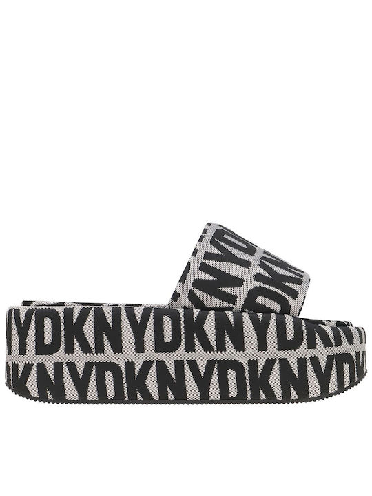 DKNY Γυναικεία Σανδάλια Flatforms σε Μαύρο Χρώμα