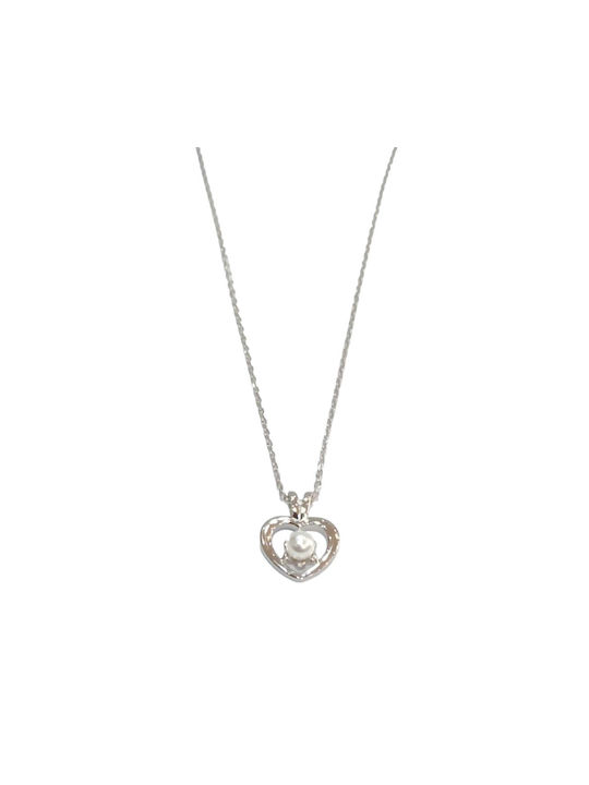 Prince Silvero Halskette mit Design Herz aus Silber mit Perlen