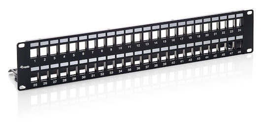 Equip Patch Panel Keystone για Rack 1U 19" cat6 Μαύρο