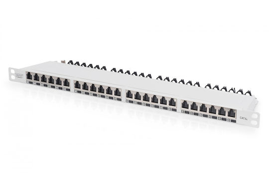 Digitus Patch Panel Shielded για Rack 0.5U 19" 48 Θυρών cat6a Γκρι