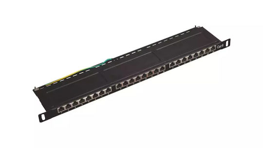 A-LAN Patch Panel für Rack 0.5U 19" 24 Ports cat6 Schwarz