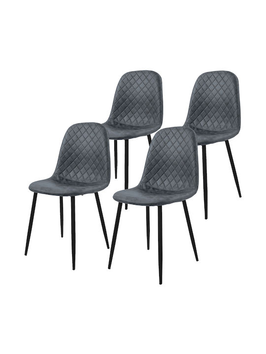 Dining Room Artificial Leather Chair Anthracite 4pcs