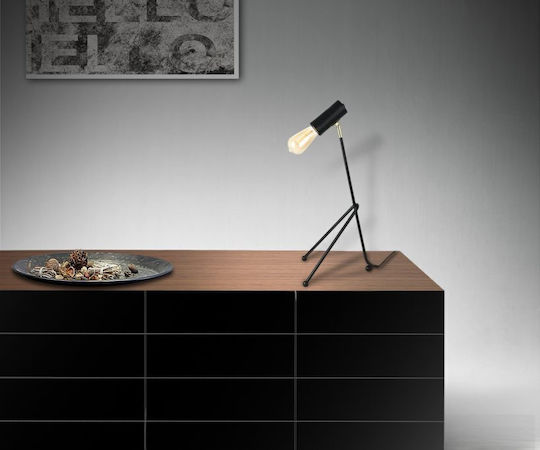 Luma Metal Lampă de masă pentru Soclu E27 cu Abajur Negru și Bază Auriu