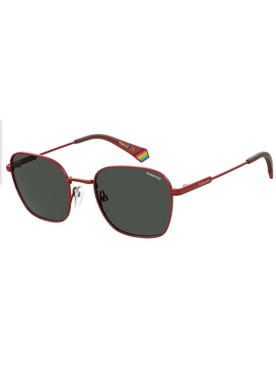 Polaroid Sunglasses with Red Metal Frame and Gr...