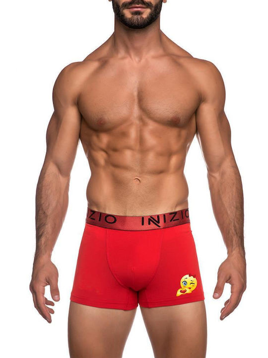 Inizio Men's Boxer Red with Patterns