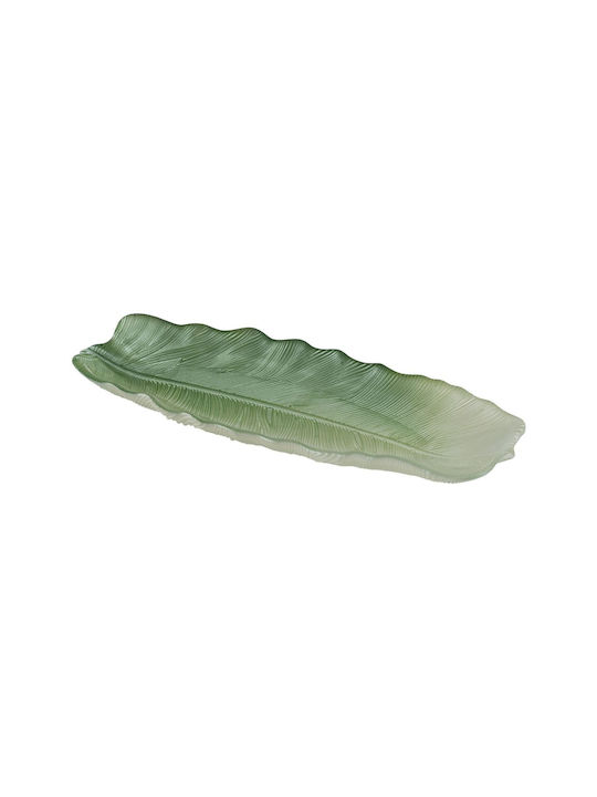 BigBuy Glass Decorative Platter Green