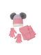 Kitti Kids Beanie Set with Gloves Knitted Pink-Grey