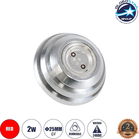 GloboStar LED крушка 2W за фасунга G4 Червено 120лм