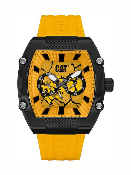 CAT Men's Watch Battery with Yellow Rubber Strap