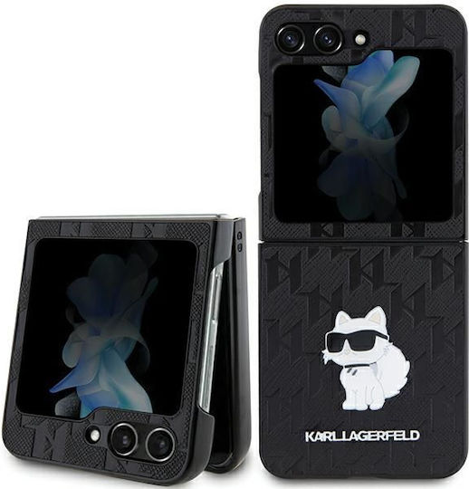 Karl Lagerfeld Black Saffiano Monogram Choupette Pin Umschlag Rückseite Kunststoff / Leder / Synthetisches Leder Schwarz (Galaxy Z Flip)