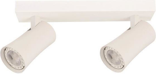 Eurolamp Διπλό Σποτ με Ντουί GU10 σε Λευκό Χρώμα