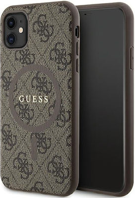 Guess Leather Metal Logo Magsafe Back Cover Plastic Brown (iPhone 11)